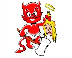 Köp Devil with Angels Head - Dekal
