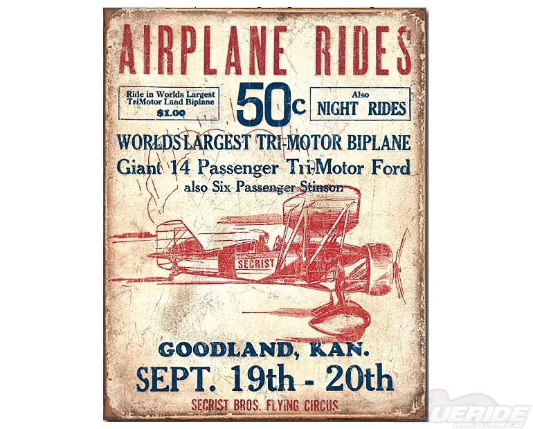 Köp Secrist Flying Circus Airplane Rides - Retro Skylt Köp Secrist Flying Circus Airplane Rides - Retro Skylt