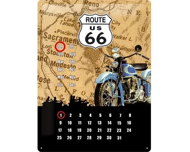 Köp 3D Metallskylt Route 66 - Kalender Bike 30x40