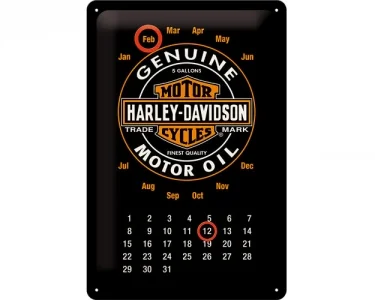 Köp 3D Metallskylt Harley-Davidson Kalender Genuine Black 20x30