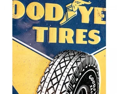 3D Metallskylt Good Year, Blue & Yellow, 20x30