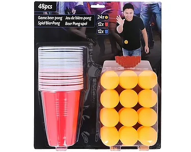 Beer Pong 48-delars set, Muggar & Bollar