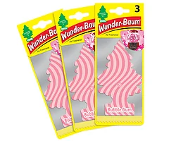 Wunderbaum 3-pack Bubble Gum - rosa-randig doftgran med söt doft,
