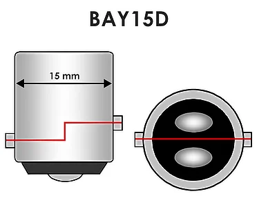LED Glödlampa BAY15D 3-led, Blått Ljus