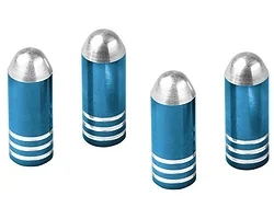 Blå & kromade ventilhattar i aluminium