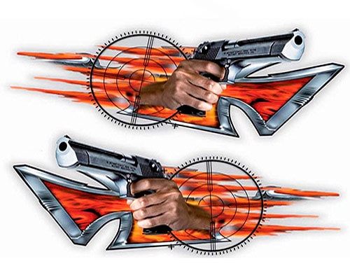 Köp Cross with Gun - Dekal Billigt Online